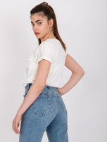 Ecru t-shirt bawełniany damski Cabrera MAYFLIES