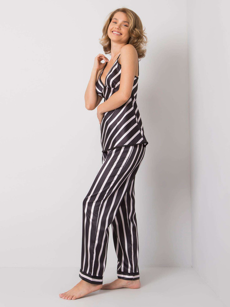 Czarny komplet nocny w paski