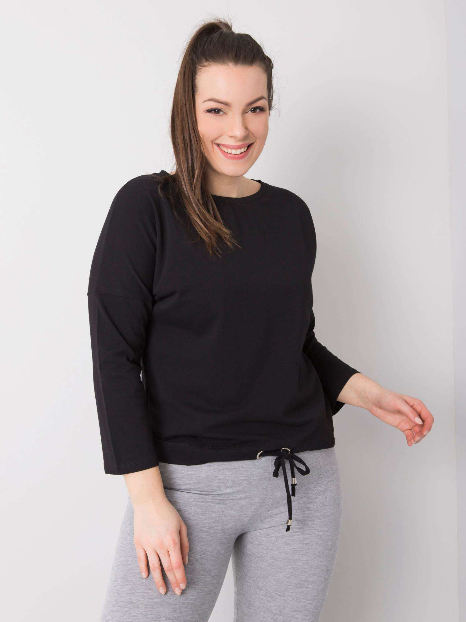 Čierna dámska bavlnená blúzka plus size Sandy.