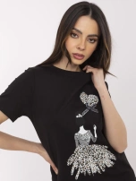 Czarna damska bluzka ze zwierzęcym nadrukiem