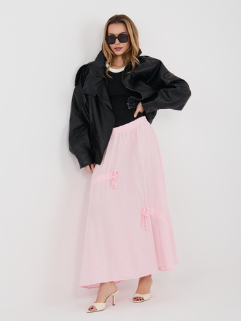 Jasnoróżowa długa spódnica bez zapięcia 