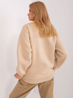 Hurtownia Beżowa bluza bez kaptura z długim rękawem