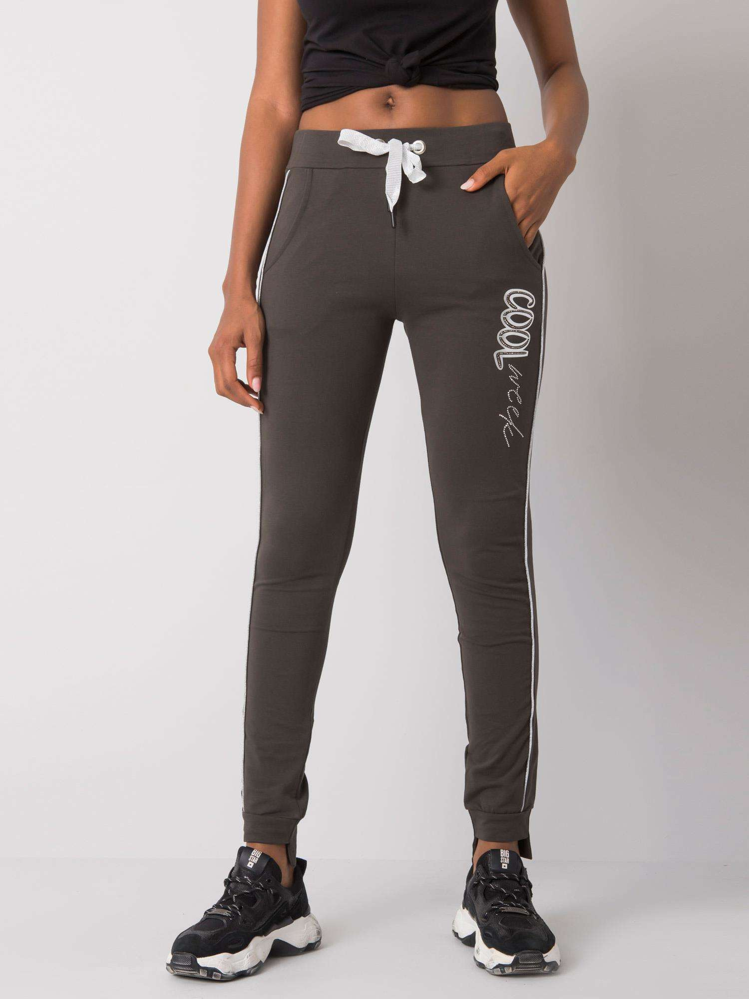 Dark khaki sweatpants with Abia Appliques