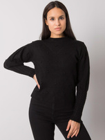 Czarny sweter z ozdobnymi rękawami Salamanca RUE PARIS