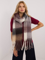 Hurtownia Brązowo-beżowy długi szal w kratę