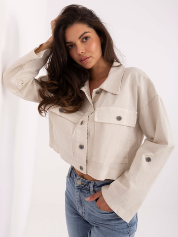 Jasnobeżowa krótka kurtka jeansowa RUE PARIS