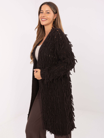 Ciemnobrązowy kardigan w stylu boho RUE PARIS