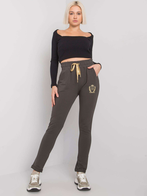 Ciemne khaki damskie spodnie dresowe Leeds