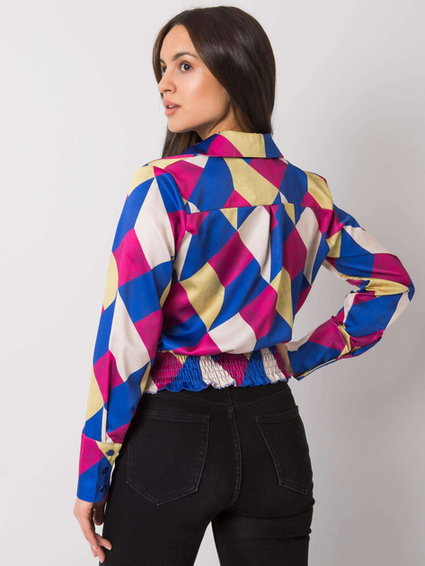 Niebiesko-żółta bluzka koszulowa we wzory Grizella