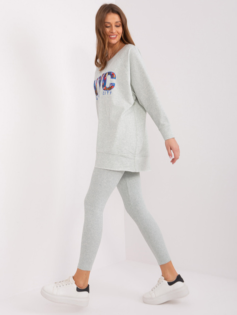 Hurtownia Miętowy melanżowy komplet z luźną bluzą