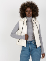 Hurt Ecru krótka kamizelka z kapturem i pikowaniem 