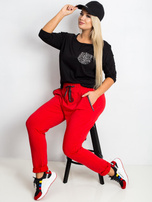 Červené kalhoty plus size Savage.