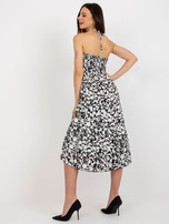 Hurt Czarna midi sukienka z printem i marszczeniem