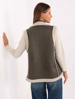Khaki women's vest with sheepskin.