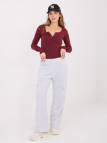 Szare dresowe spodnie cargo z prostą nogawką