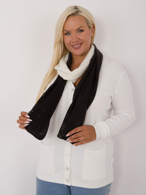 Hurtownia Ecru-czarny szal damski z bawełny i wełny