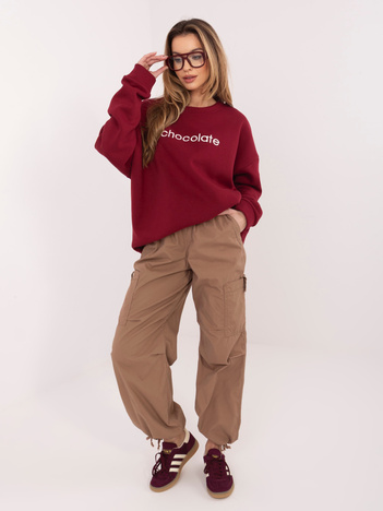 Bordowa dresowa bluza oversize z haftem RUE PARIS 