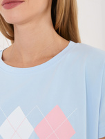 Jasnoniebieska casualowa bluzka z krótkim rękawem