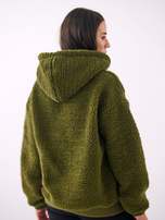 Khaki oversize bunda s kožešinou.