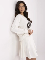 Ecru dwuczęściowy komplet damski z napisami