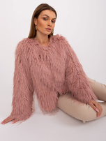 Hurt Dark pink transitional jacket with eco fur.