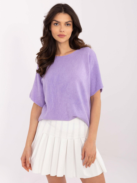 Hurt Liliowy dwustronny sweter z krótkim rękawem