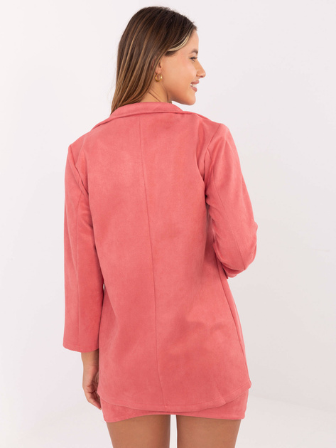 Malinowa zamszowa marynarka od kompletu Irmina