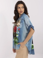 Niebieska rozpinana koszula z lampartem