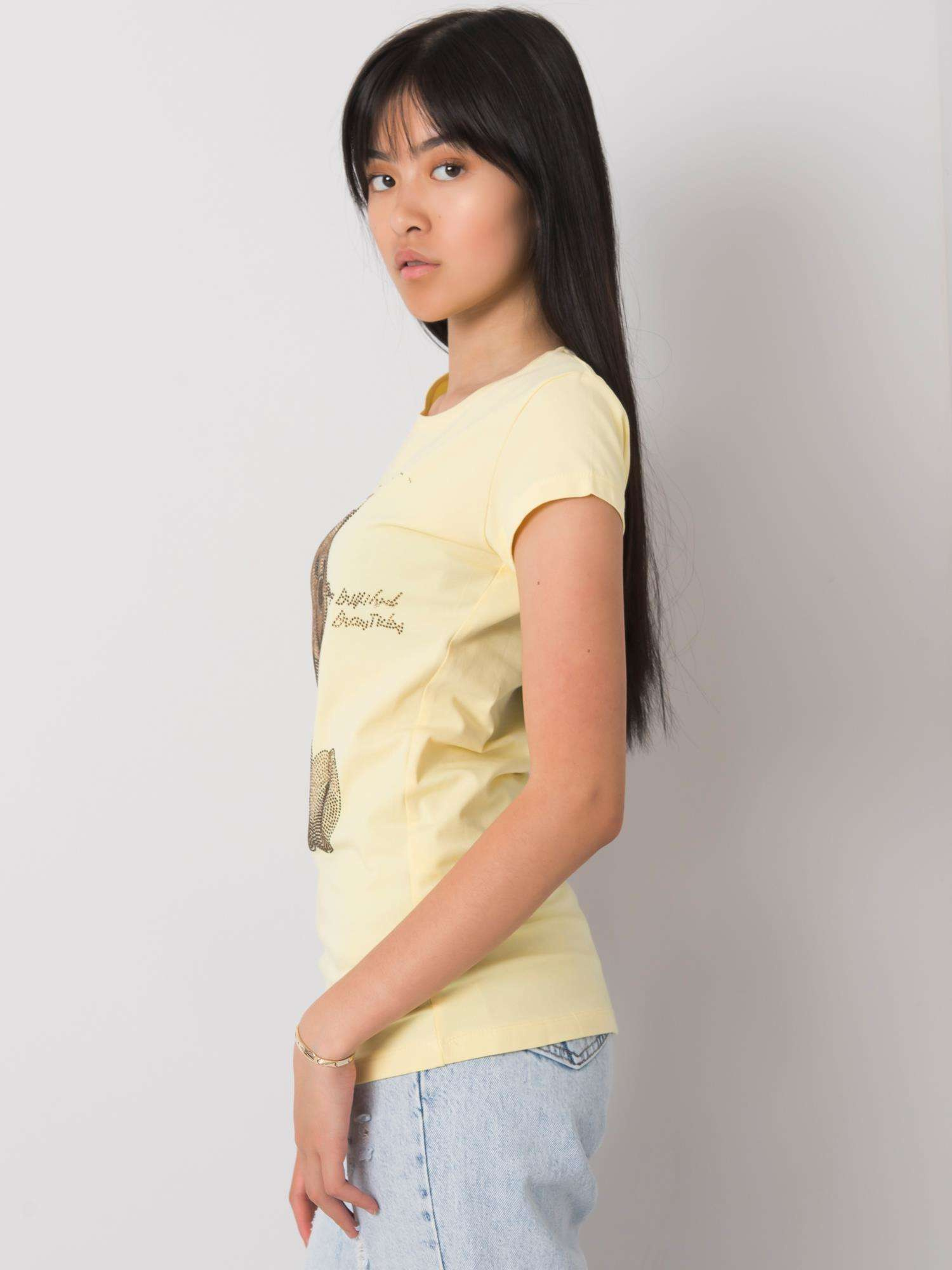 Jasnożółty t-shirt z aplikacją Misha