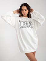 Hurt Ecru-biała długa bluza z napisem i kieszeniami