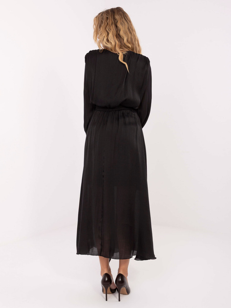 Czarna elegancka sukienka z wiązanym dekoltem RUE PARIS