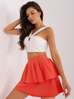 Hurt Ciemnopomarańczowa dresowa spódnica z falbaną