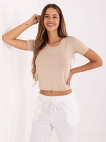 Beżowa bluzka z odkrytymi plecami RUE PARIS 