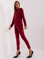 Hurt Ciemnobordowy komplet welurowy z naszywkami Melody