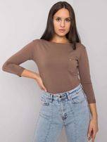Brązowa bluzka basic z kieszonką Steffanie