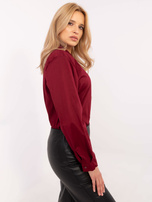 Hurt Bordowa rozpinana koszula damska z bawełny