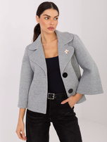 Szary piankowy płaszcz z kołnierzem RUE PARIS 