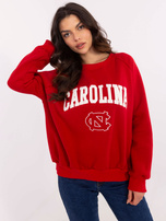 Hurt Czerwona damska bluza bez kaptura z napisem