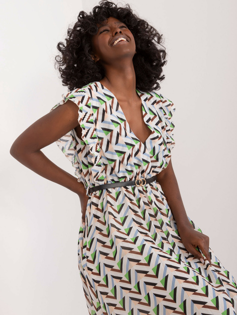 Hurt Biała midi sukienka z printem Rebecca