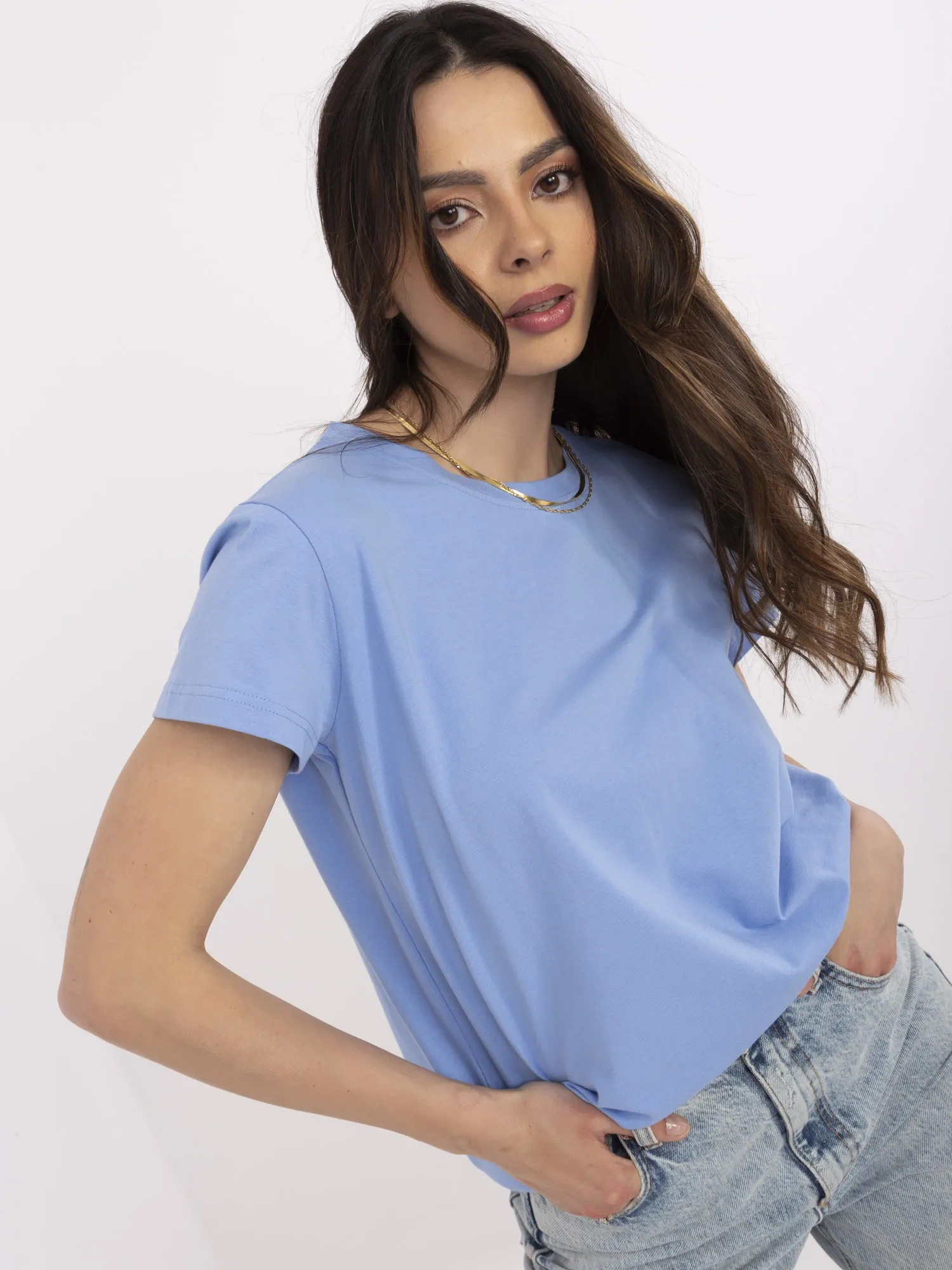 Blue t-shirt in a classic cut BASIC FEEL GOOD.
