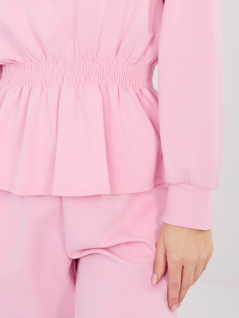 Pastelowy różowy dresowy komplet ze ściąganą talią RUE PARIS
