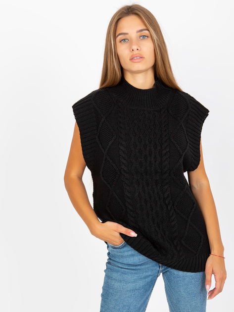 Hurt Czarna kamizelka dzianinowa z warkoczami SUBLEVEL
