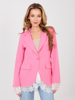 Różowa elegancka marynarka z imitacją kieszeni 