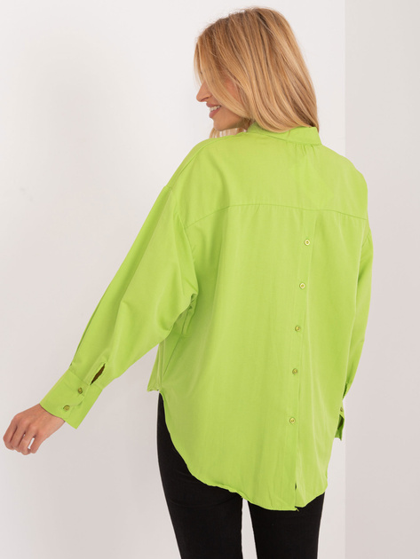 Hurt Limonkowa koszula oversize z kołnierzem