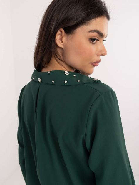 Hurt Ciemnozielona elegancka koszula z gumką na dole