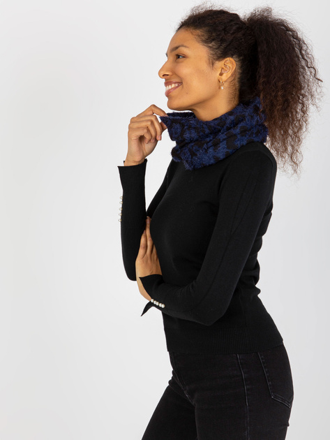 Hurtownia Ciemnoniebieski-czarny zimowy komin damski