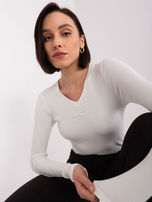 Hurt Ecru dopasowana bluzka basic z długim rękawem BASIC FEEL GOOD