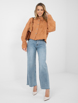 Ceglasta jeansowa kurtka z zapięciem na guziki RUE PARIS 