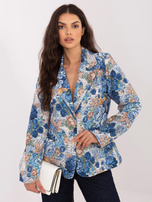 Ciemnoniebieska elegancka marynarka w kwiaty