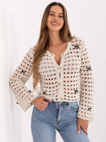 Ecru ażurowy sweter z guzikami RUE PARIS 